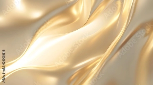 Fototapeta Abstract golden fabric undulates softly in the light