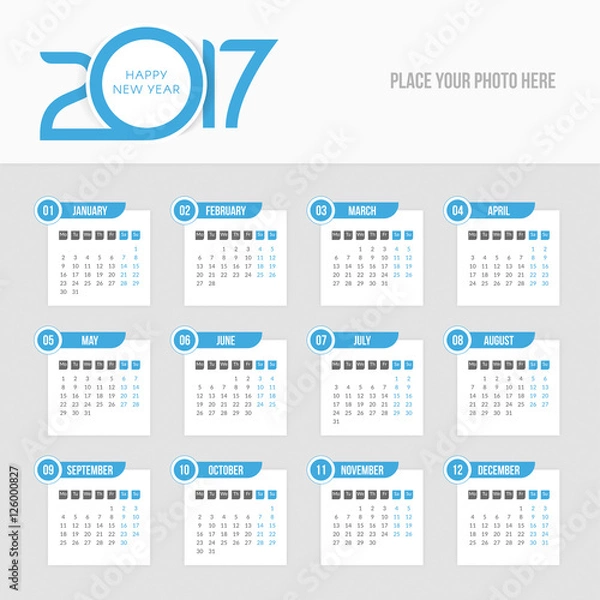 Fototapeta Calendar 2017
