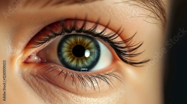 Obraz Seasonal allergies, pollen sensitivity,  itchy eyes, Close-up of an eye with visible irritation, showcasing details and colors, emotional expression