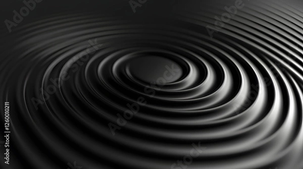 Fototapeta Abstract Black Swirl: 3D Render of Concentric Circles