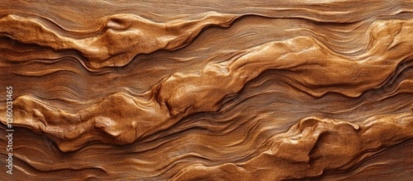 Fototapeta Textured wooden background in rich brown hues, featuring smooth flowing lines and a warm earthy atmosphere ideal for creative applications.