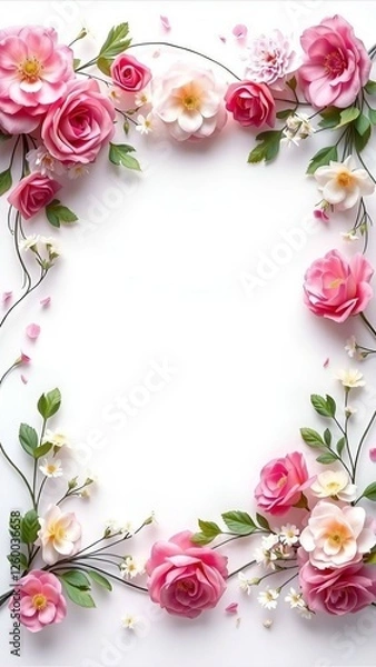 Fototapeta pink rose frame