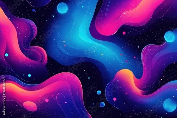 Fototapeta Abstract depiction of a cosmic expanse with swirling nebulous forms