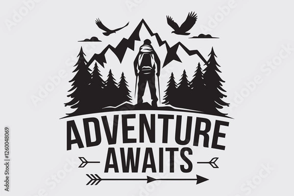 Obraz Adventure Awaits Hiking through Majestic Mountains vector