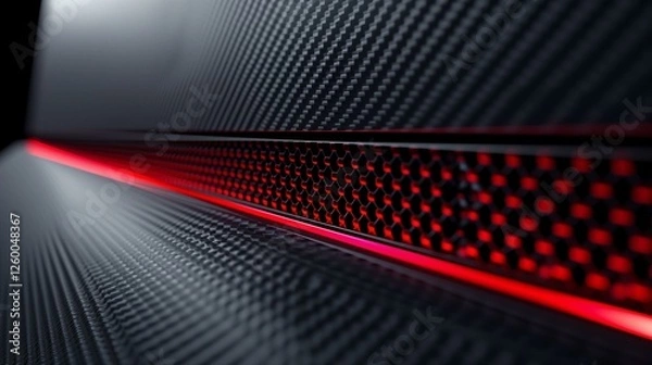 Fototapeta Abstract Red Line Illuminated Carbon Fiber Background Texture Image