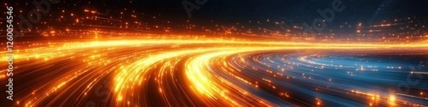 Obraz Abstract extreme speed concept, blue lazers, data