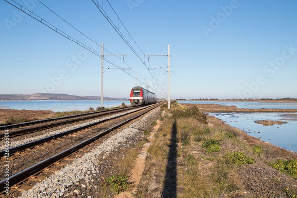 Obraz Train express régional TER PortBou  Avignon à Leucate La Franqui dans l'Aude (France)
