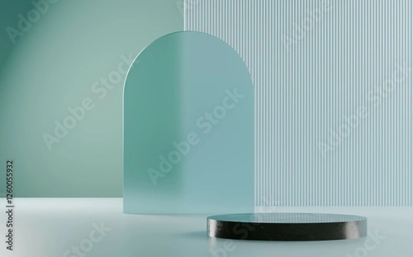 Obraz 3d render Modern geometric shapes create a minimalist display in soft colors for contemporary interior decor