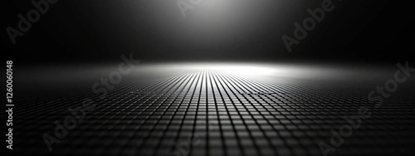 Obraz Stylish Black Background with Grid Lines for Design, Featuring White Space in the Center for Text. Abstract Geometric Modern Wallpaper Ideal for Banner Templates and Digital Projects.