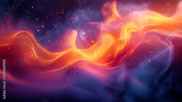 Obraz Abstract representation of Holi festival, with colorful splashes and dynamic shapes, digital art, with a focus on energy and joy, glowing effects 