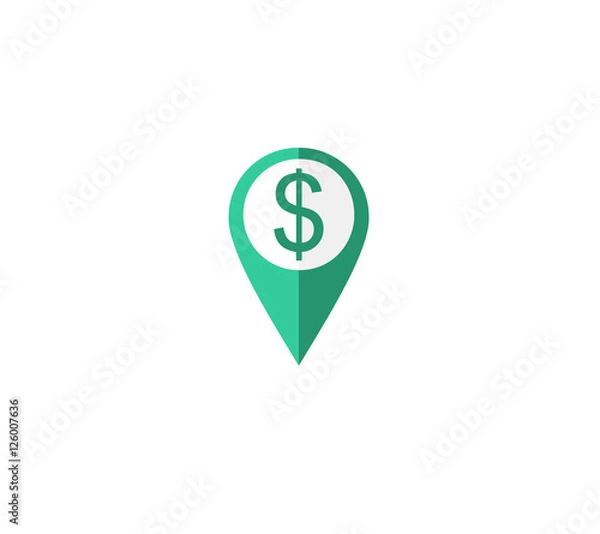 Fototapeta business dolar map pointer icon, GPS location symbol, navigations sign