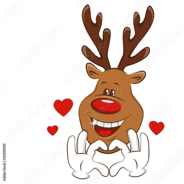 Fototapeta Happy deer showing  sign of a heart .