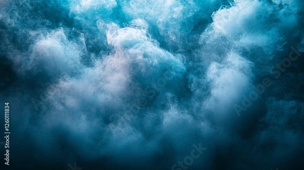 Obraz Teal smoke clouds, dark background, abstract art, design element