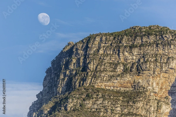 Fototapeta Table Mountain with Moon
