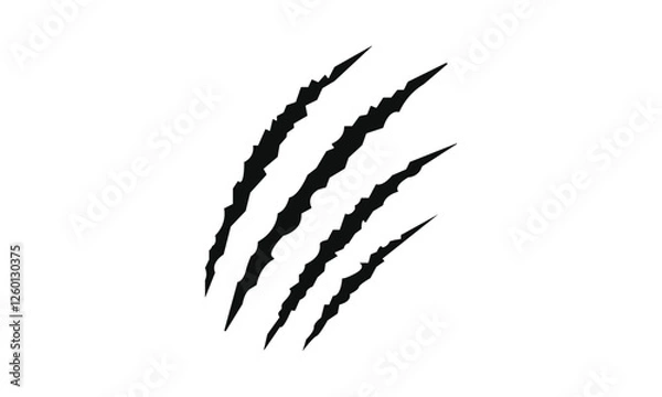 Fototapeta Animal silhouette claw paw marks, tiger, dog, lion, monster, scratches, talons cuts cat, tiger, isolated on transparent background. Vector