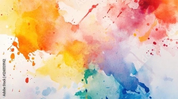 Fototapeta Vibrant Watercolor Wash with Bold Splashes of Color: Energetic and Dynamic Design for Playful Backdrops with Fluid and Expressive Details