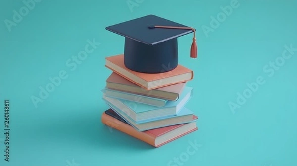Fototapeta a graduation cap sitting on top of a stack of books
