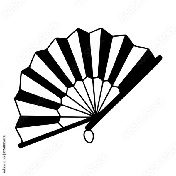 Fototapeta a black and white drawing of a classic oriental folding fan design