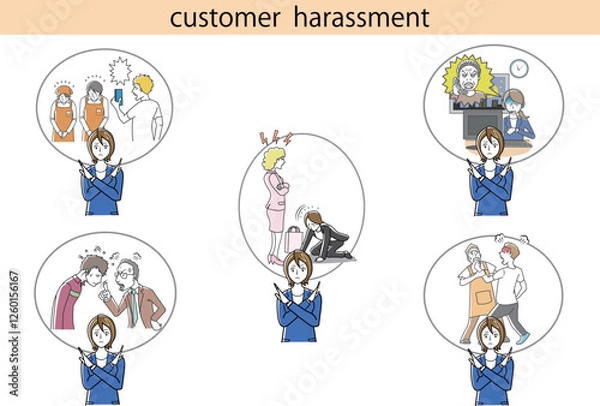 Fototapeta カスタマーハラスメント　イラストセット