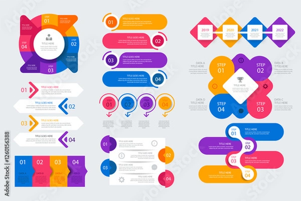 Obraz Collection colorful infographic elements 01