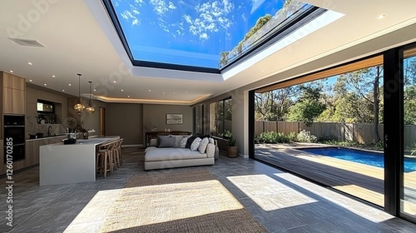 Obraz new skylight with roller shutter up clos