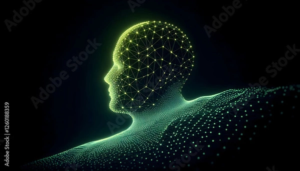 Fototapeta Futuristic AI Brain with Glowing Data Points