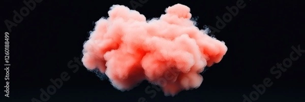 Obraz Abstract coral pink smoke cloud isolated on black background.