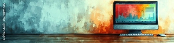 Obraz Computer Graphs, Charts on a LinkedIn Banner, Background, AI Generated