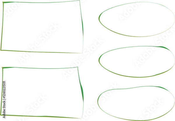 Obraz green irregular squares and ovals frames
