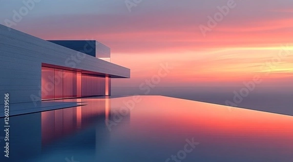 Obraz Lakeside landscape hotel square background