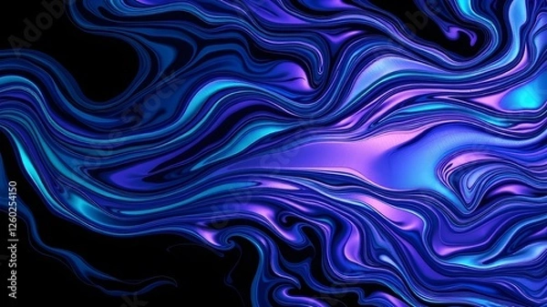 Fototapeta Shiny Iridescent Waves – Liquid Marble Texture