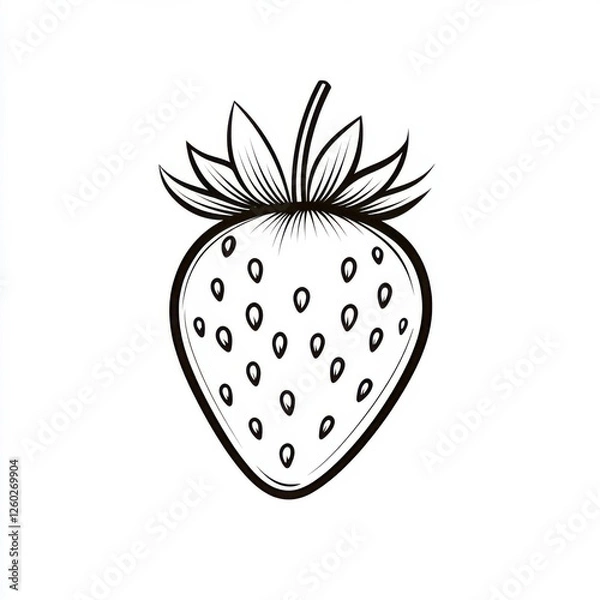 Obraz Hand-drawn illustration of a single strawberry on a white background. isolated on white background.