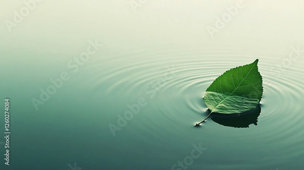 Obraz A single leaf floating on a still water surface