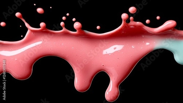 Obraz  a splash of pink and blue liquid on a black background, creating a vivid contrast between the two colors