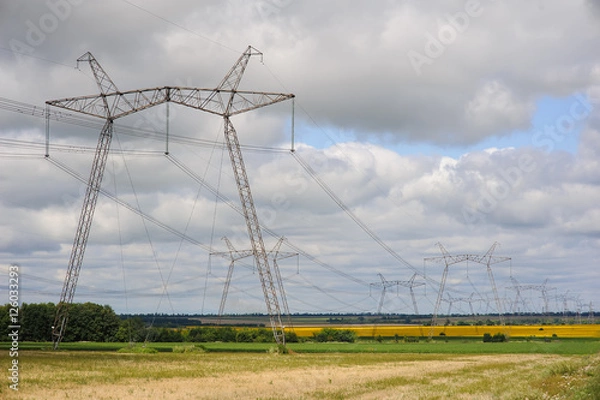 Fototapeta High voltage power line