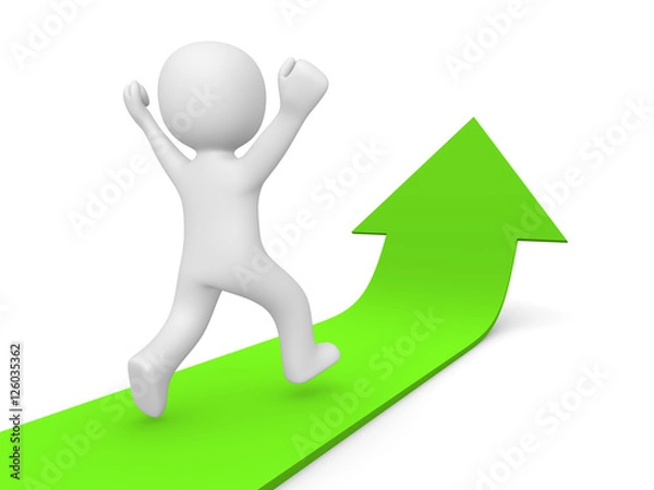 Obraz 3d man running on the rising arrow