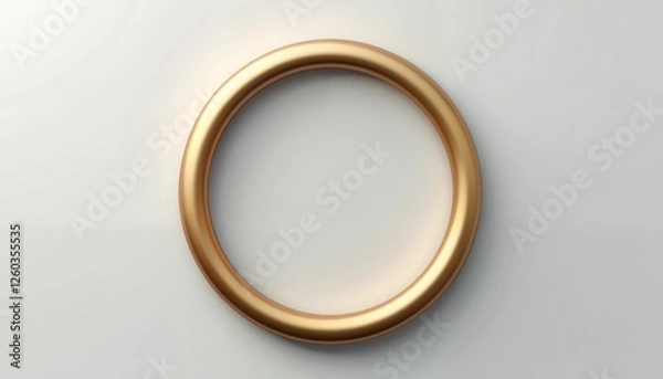 Fototapeta Minimalist golden circle border with smooth surface on light grey background, elegance
