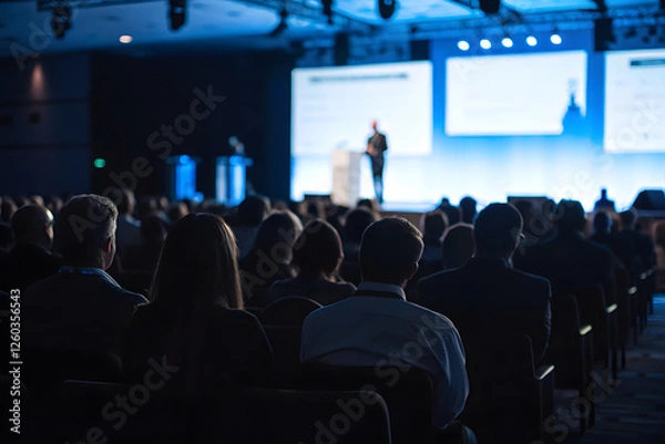 Fototapeta Professional Business Conference – Audience Listening to Keynote Speaker