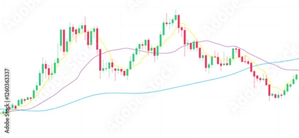 Fototapeta Candle stick graph chart of stock market investment trading, Bullish point, Crypto stock and forex business investment trading analysis.  vector design element for cryptocurrency 
