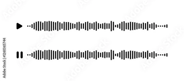 Fototapeta audio voice message waveform symbol. voice note playing and pause