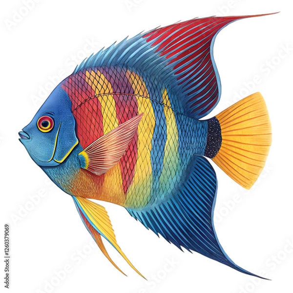 Fototapeta Rainbow Angelfish in isolate white background