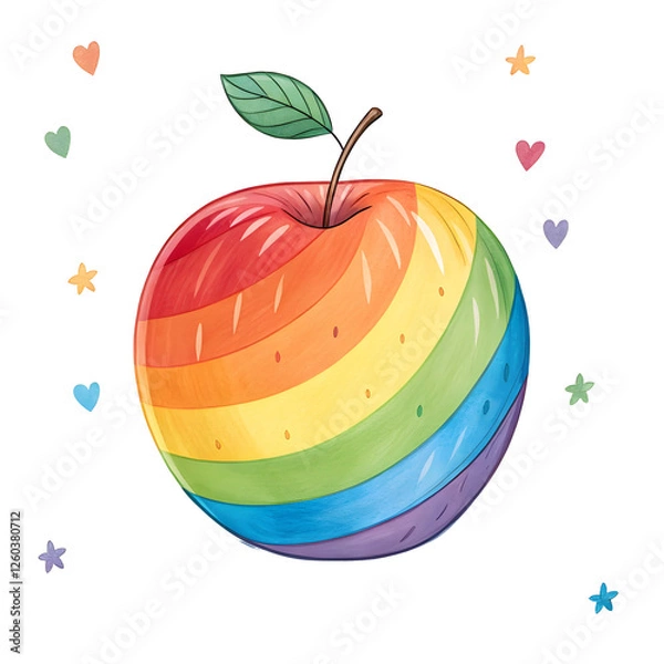 Fototapeta Rainbow Apple in isolate white background