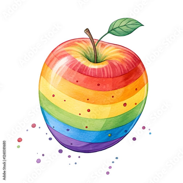 Fototapeta Rainbow Apple in isolate white background