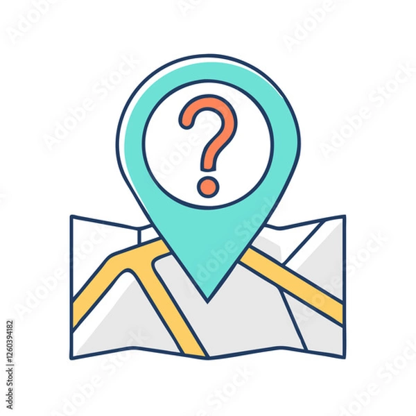 Obraz question mark in a map pin location inquiry icon, question mark in a map pin location inquiry vector,