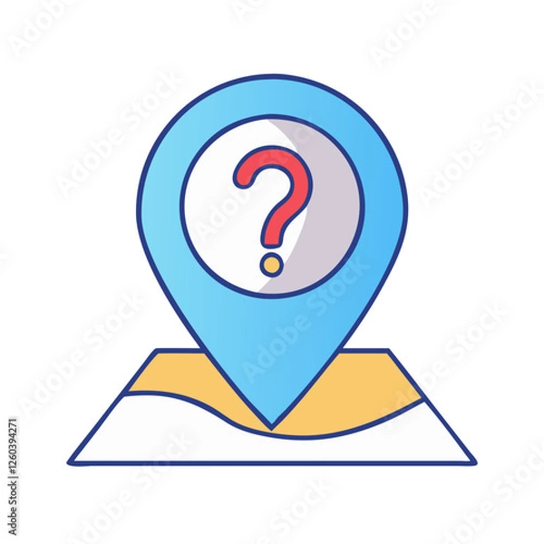 Obraz question mark in a map pin location inquiry icon, question mark in a map pin location inquiry vector,