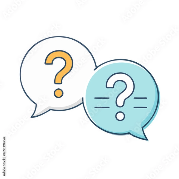Obraz question mark in speech and chat bubbles together icon, question mark in speech and chat bubbles together vector,