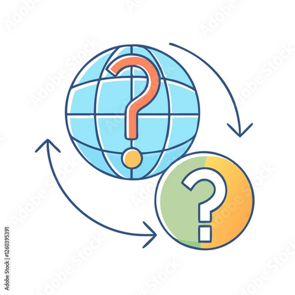 Fototapeta question mark with globe and arrows global inquir icon, question mark with globe and arrows global inquir vector,