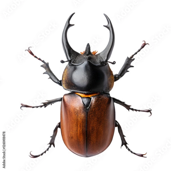 Fototapeta Rhinoceros Beetle in isolate white background