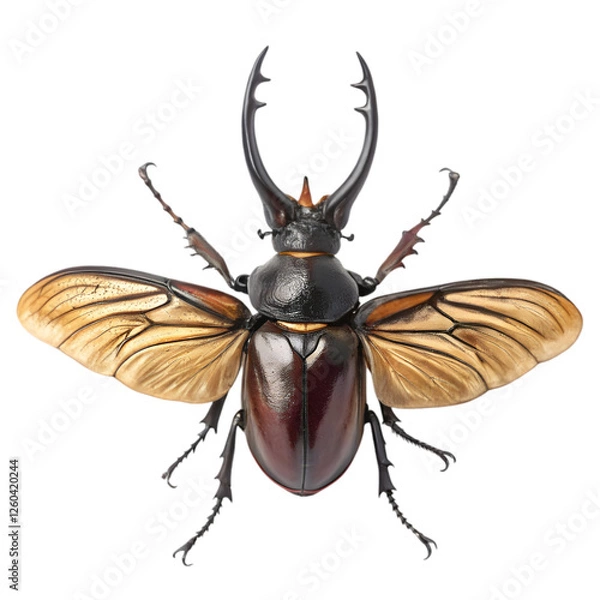 Fototapeta Rhinoceros Beetle in isolate white background