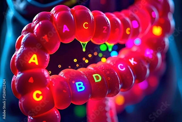 Fototapeta Microscopic view of complete intestinal absorption.